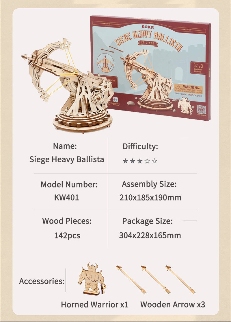 Siege Heavy Ballista 3D Wooden Puzzle Gifts for Children Boys Kids